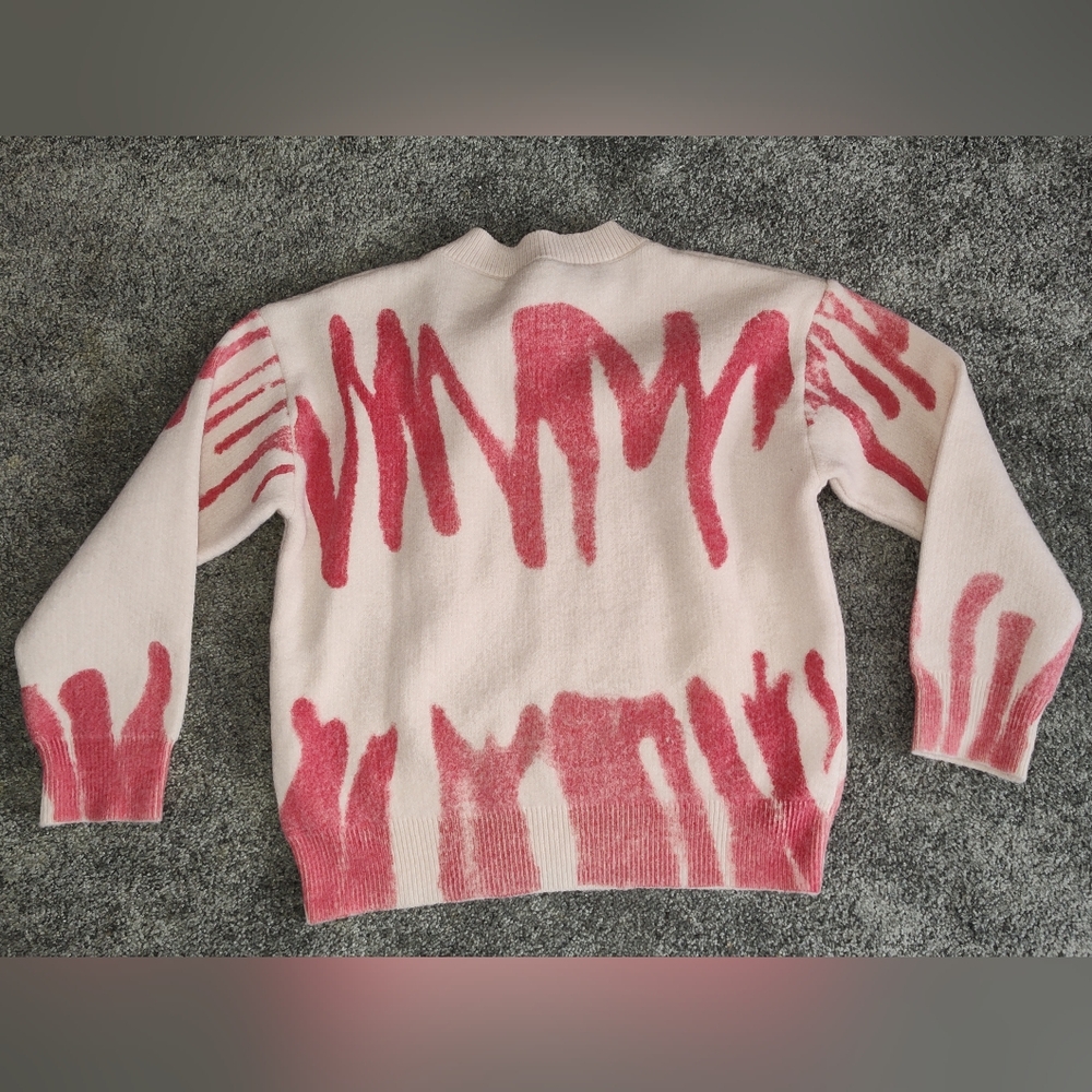 SHEIN Pink and Cream Knit Sweater